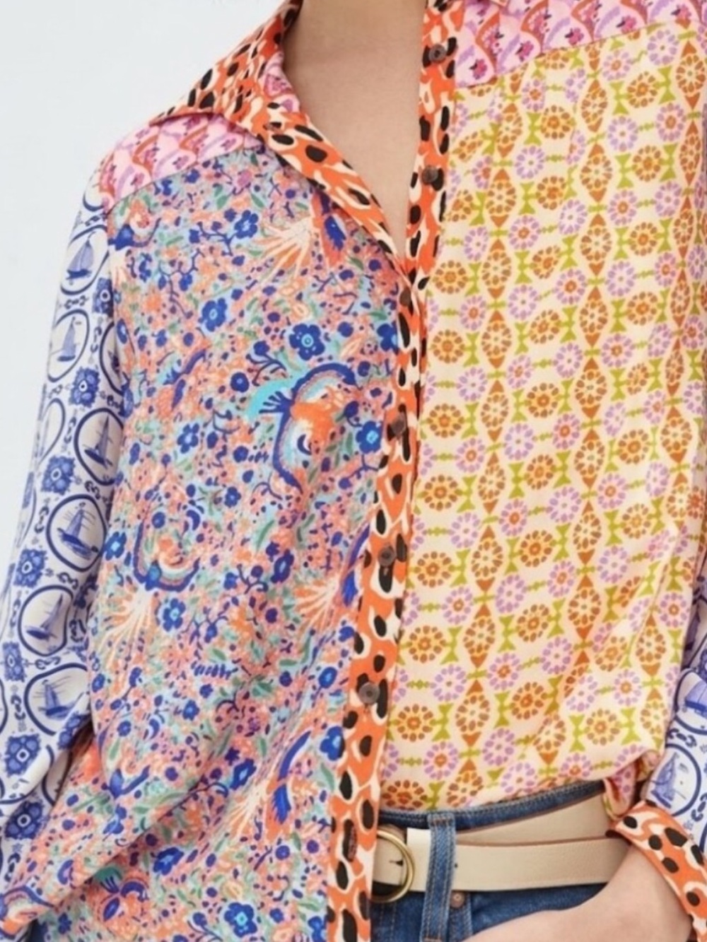 MAEVE ( ANTHROPOLOGIE PAZ Colorblock Floral-Print
Button up